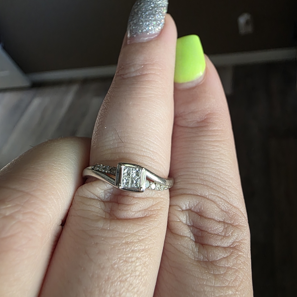 Zales Silver and Diamond Women's Ring